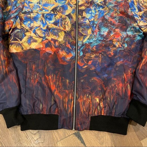 Flux Luxury Multicolor Printed Bomber Mens Jacket Size Large - Picture 7 of 14
